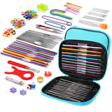 IMZAY 110 Pcs Crochet Hooks Set, Crochet Needles Set, Crochet Hooks Kit with 88 pcs Crochet Accessories, Storage Case, Blunt Nee