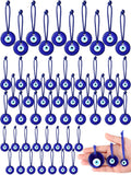 Jexine 50 Pcs Turkish Blue Evil Eye Beads Charms Evil Eye Pendants Crafting Glass Beads Wall Car Mirror Hanging Decor with Ropes