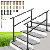 VIVOHOME 2-Pack 4 Step Hand Rails for Outdoor Steps, Galvanized Steel Railing, Straight Oval Exterior Hand Railing for Porch, De