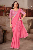 Glory Sarees Women'S Georgette Ready To Wear Saree With Silk Blouse Piece (Readymade_Saree106_Pink)