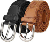 Vtflair Stretchable Braided Cotton Belt For Women, Ladies Belt, Black,And Tan Color Combo Of 2 Pack Free Size (Stretchable Belt
