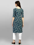 Wedani Women Crepe Printed Kurti (Krt486) (Medium Turquoise),Turquoise,M,Crepe,Straight,Kurti, kurta