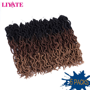 14 Inch Goddess Faux locs Crochet Hair 6 Packs/Lot Soft Gypsy Locs Wavy Crochet Braids Dreadlocks 3 Tone Curly Wavy Twist Braidi