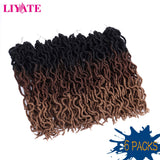 14 Inch Goddess Faux locs Crochet Hair 6 Packs/Lot Soft Gypsy Locs Wavy Crochet Braids Dreadlocks 3 Tone Curly Wavy Twist Braidi