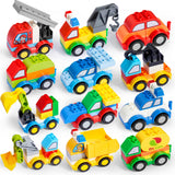 JOYIN 80Pcs Toddlers Car Building Blocks Set, 12Pcs Different Vehicles, Build Your Own Toy Cars, Compatible with Brand Name Buil