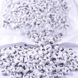 1000Pcs Flat Round Letter Beads 7x4mm with Letter E White Acrylic Beads for DIY Phone Case Glasses Decoration Bracelets Necklace