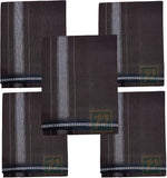 Prakasam Cotton Mens Single (1.28 X 2.00 Mtrs) Colour Thalapathi Border Dhoties/Fine Quality Single Dhoties (Coffee Brown) Pack 