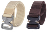 Zacharias MenS Nylon Fabric Army Tactical Solid Quick Release Buckle Belt X02 (Beige & Brown_Free Size) (Pack Of 2)