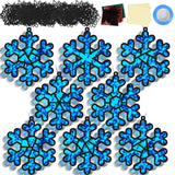 32 Sets Winter Snowflake Suncatchers Craft Kit DIY Window Stained Glass Effect Wintertime Snowflake Paper Crafts Home School Cla