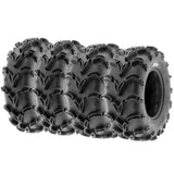 Set of 4 SunF 25x8-12 Front & 25x10-12 Rear Deep Mud + Trail ATV UTV Off-Road Tires, 6PR, Tubeless A050