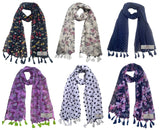 Fusfus WomenS Printed Chiffon Scarves And Stoles, Free Size(Multicolour, Fs1282) Pack Of 6 (Multicolor4)