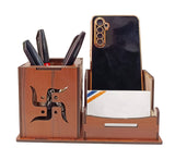 Myenal swastik Pen stand card holder for study table MDF Pencil Holder Penstand swastik design round cut