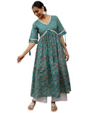 Libas Women'S Cotton Fit And Flare Midi Casual Dress (29165_Rama Green