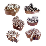 Rural Shapes Tree and Bird Wooden Stamps for Printing (Set of 6)