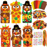 Fancy Land Fall Thanksgiving Crafts for Kids DIY Turkey Bookmark Craft Kits Autumn Foam Stickers Art Project for Holiday Party F
