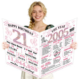 Large 21st Birthday Cards for Her, Happy 21st Birthday Greeting Card with Envelope Jumbo 2005 Twenty-one Guest Book Funny 21 Yea