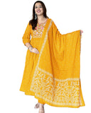 Anni Designer Women'S Rayon Viscose Embroidered Anarkali Kurta With Pant & Dupatta (Kanota Yellow-Vks05_S_Yellow_Small),Yellow,S