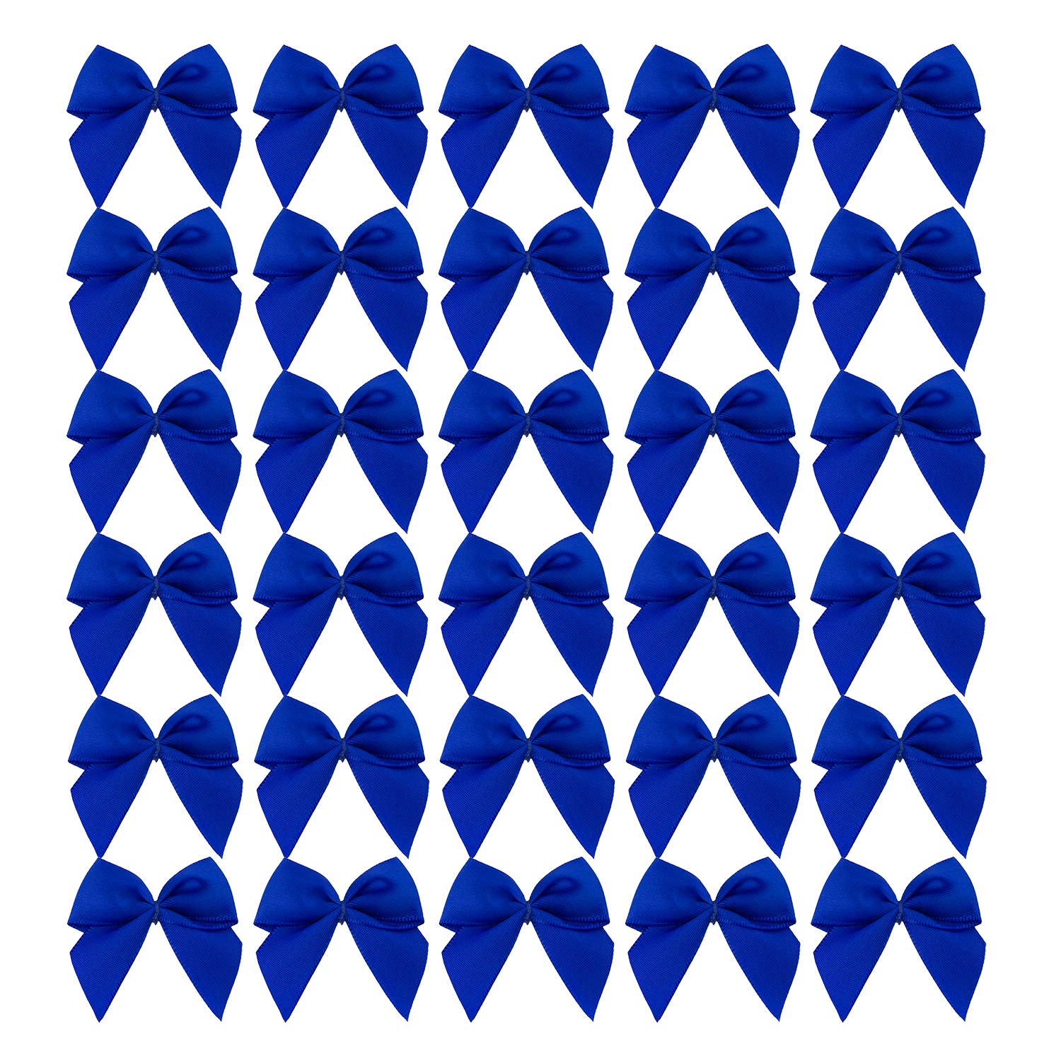 7Rainbows 50pcs Boutique Mini Blue Satin Ribbon Bows Flowers Appliques DIY Craft for Sewing Scrapbooking Wedding and Gift Wrappi