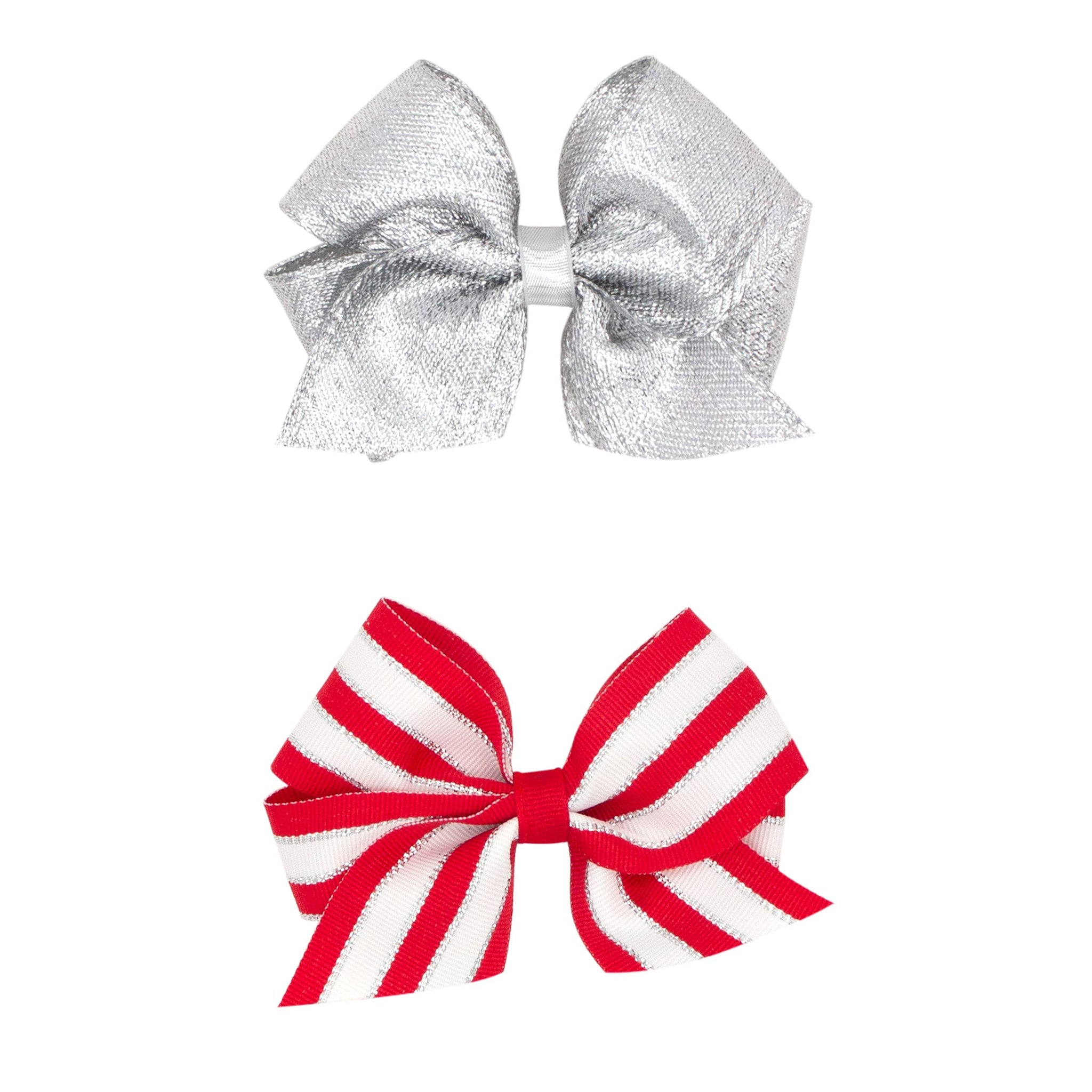 PLH Two Pack Small Holiday Bows - 1 Silver and 1 Stripe