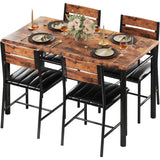 IRONCK Dining Table Set for 4, Wood Kitchen Table with Upholstered Chairs for Kitchen Room and Small Spaces (Rustic Brown)
