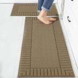 BEQHAUSE Kitchen-Rugs-and-Mats,Anti-Slip Kitchen Rugs,Machine Washable Kitchen Mats for Floor Taupe Comfortable Kitchen Mat Set 
