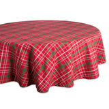 DII Holiday Dining Table Linen Collection Tartan Holly Plaid, Round Christmas Tablecloth, 70 Round, Red & Green