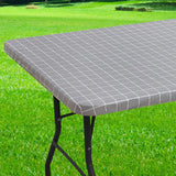 Spotjoy Rectangle Vinyl Table Cloth 30x60, Waterproof Elastic Fitted Tablecloth with Flannel Backing, Plastic Table Cover for Pi