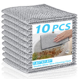 Sunyuneey Dual Layer Wet & Dry Wire Dishcloth, Stainless Steel Scrubbing Cloths, Reusable Kitchen & Bathroom Cleaning Pads, Scra