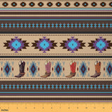 Feelyou Brown Western Decor Upholstery Fabric for Chairs Southwestern Fabric by The YardCowboy Shoes Wild Western Cowboy Geometr