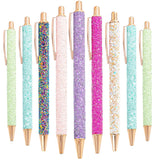 Xccj 9 Pcs Fancy Pens for Women Glitter Colorful Ballpoint Pens Metal Retractable Pens Black Ink Medium Point 1.0 mm Pretty Cute