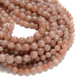 Land Long 120pcs(2 Strand/Set) 6mm Natural Peach Moonstone Gemstone Beads with Energy Power, Smooth Round Stone Beads for Jewler