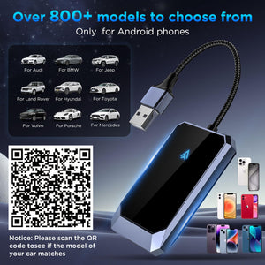 Android Auto Wireless Adapter for Factory Wired Android Auto - Instant Connection, Converts Wired to Wireless, Compatible with A