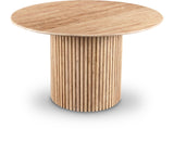 Meridian Furniture 248Travertine-DT48 Genoa Collection Art Deco Dining Table with Handcrafted Genuine Travertine, Natural Traver
