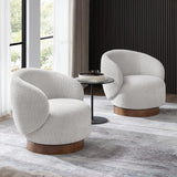 KISLOT Swivel Accent Chair Round Barrel Armchair Upholstered Performance Fabric for Living Room Bedroom Waitingroom,2 PCS,Light 