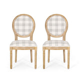 Christopher Knight Home Phinnaeus Dining Chair Set, Set of 2, Grey Plaid + Natural