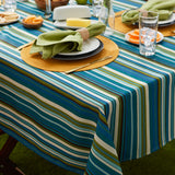 Beachy Stripe Print Outdoor Tablecloth 60 Round
