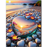 igoodom Diamond Art Kits for Adults, Beach Diamond Art Kits, Full Drill Round Beach Diamond Painting Kits, DIY Gem Art and Craft