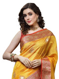 Satrani WomenS Tabby Silk Banarasi Jacquard Saree With Unstitched Blouse Piece(3045S5616NA_Turmeric Yellow2)
