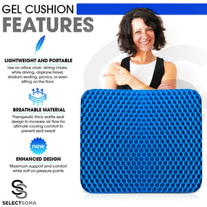 SelectSoma Gel Seat Cushion for Long Sitting Pressure Relief for Back, Sciatica, Coccyx, Tailbone Pain - Cushion for Office Chai