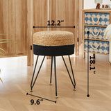 ALeesing Vanity Makeup Stool, Hand Weave Natural Seagrass Footstool Ottoman, Modern Multifunctional Vanity Stools Chair, Foot Re