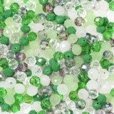 Songxi 300pcs 6mm Green Glass Beads for Jewelry Making, 5 Style 3 Size Crystal Beads for Bracelets Jewelry Making, Spacer Beads 