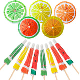 TIPTOP DECORATION Premium Fruit Paper Folding Tropical Umbrella Toothpicks Topper (Multipurpose) (Mix Fruit, Pack of 10 pcs)