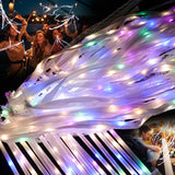 AUGFRYZIAN 100 Pieces Light up Wedding Wands with Ribbons & Bells -LED Silk Wedd Fairy Wands Streamers with Warm White & Colorfu