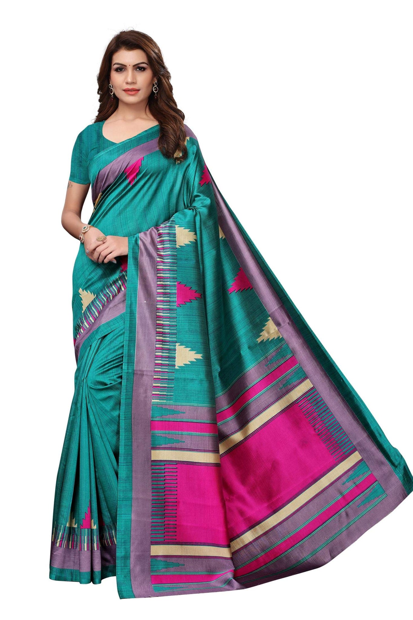 Anni Designer Indian Women'S Art Silk Festive Saree With Blouse Piece,Rama,Free
