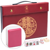 Yellow Mountain Imports Chinese Mahjong Set - Rouge Harmony- with 146 Medium Tiles, Red Vinyl Case, Wind Indicator and Dice 