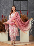 Anni Designer Women'S Cotton Blend Straight Printed Kurta With Pant & Dupatta (Gojari Peach_Xxl_Peach_Xx-Large),Peach,2XL,,,
