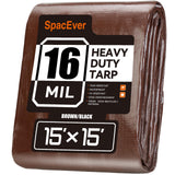 15x15 FT Tarp Waterproof, 16 Mil Tarps Heavy Duty Waterproof Multipurpose Protective Cover UV Resistant Rip & Tear Resistant wit