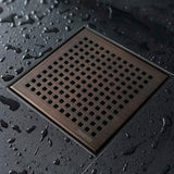 Neodrain 6 in Square Shower Drain with Oil Rubbed Bronze Removable Quadrato Pattern Grate, PVC Shower Drain Base and Rubber Gask