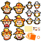 Qyeahkj 36 Set Fall Scarecrow Suncatchers Craft for Kids DIY Autumn Window Tissue Paper Craft Kit Hanging Decor for Thinkgiving 