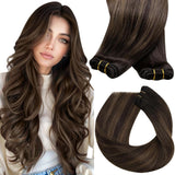 Sunny Hair Weft Hair Extensions Human Hair Brown Sew in Hair Extensions Real Human Hair Ombre Dark Brown Roots Medium Brown Bala
